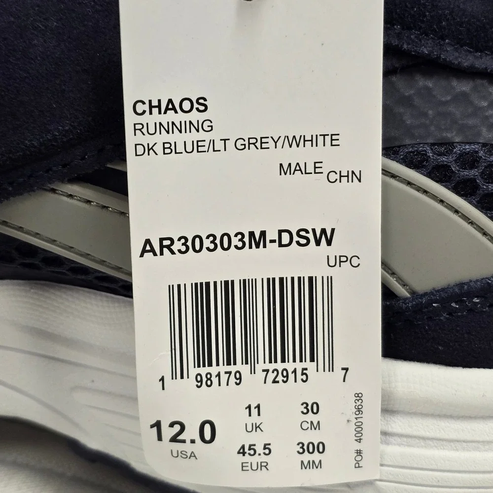 Reebok Chaos Running Mens Shoes Size 12 Dark Blue Grey White AR30303M-DSW NEW